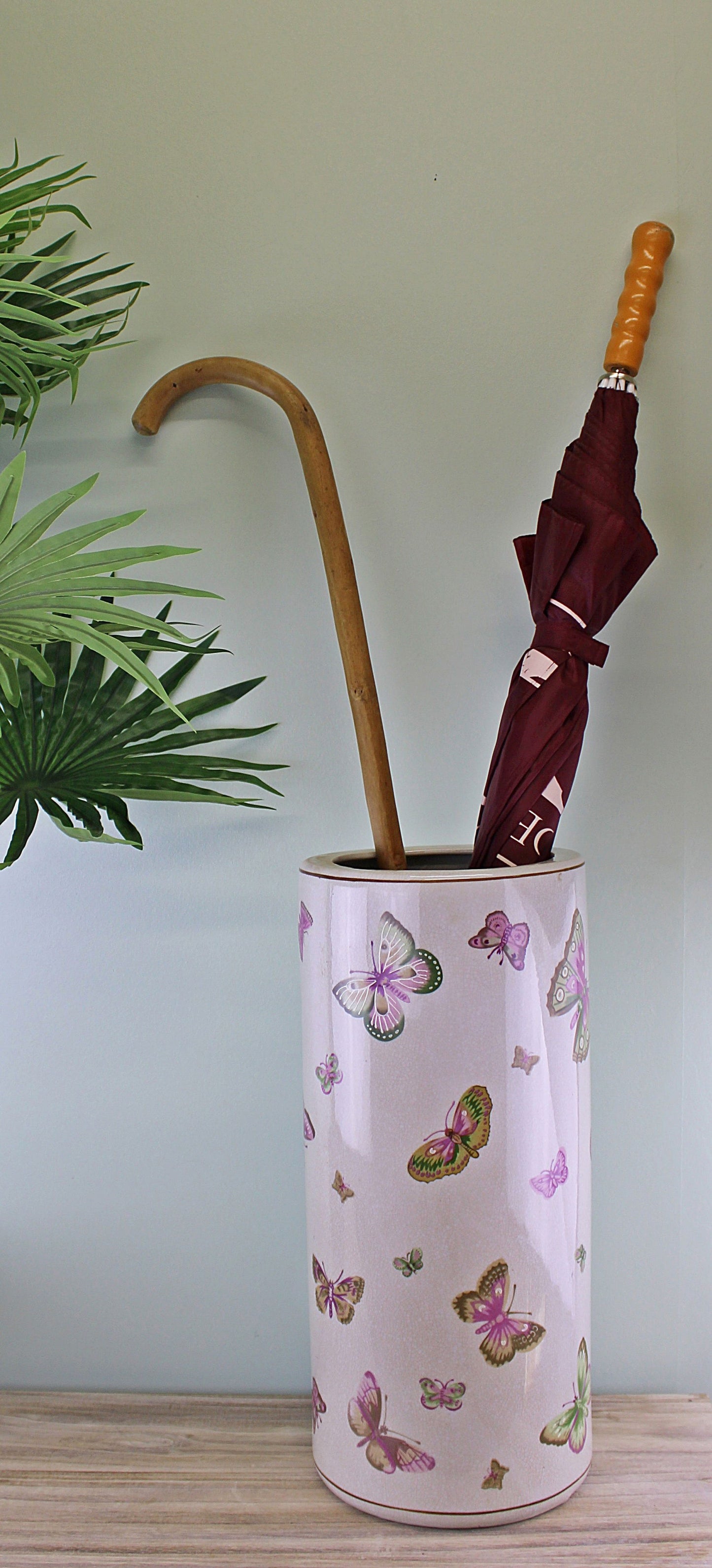 Butterfly Design Ceramic Umbrella Stand Stylish Home Decor