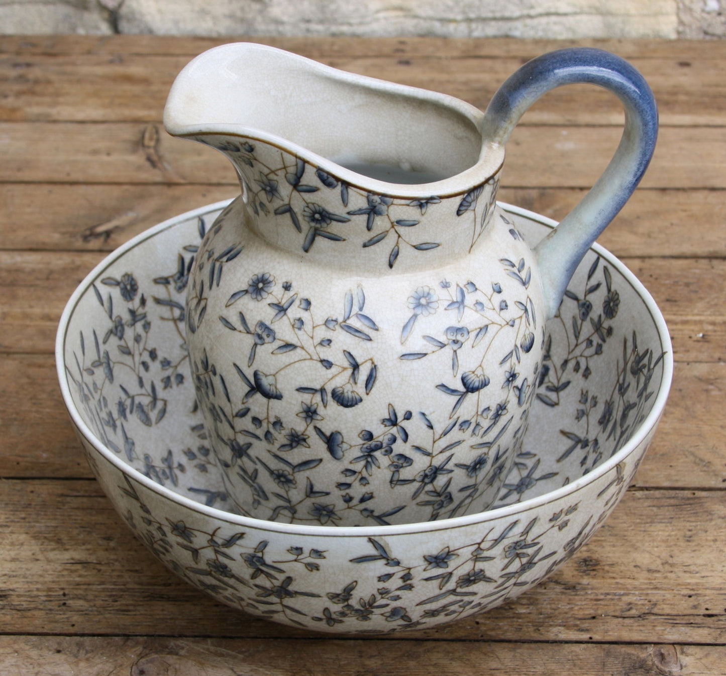 Blue and White Floral Ditsy Print Jug Vintage Home Decor Kitchenware