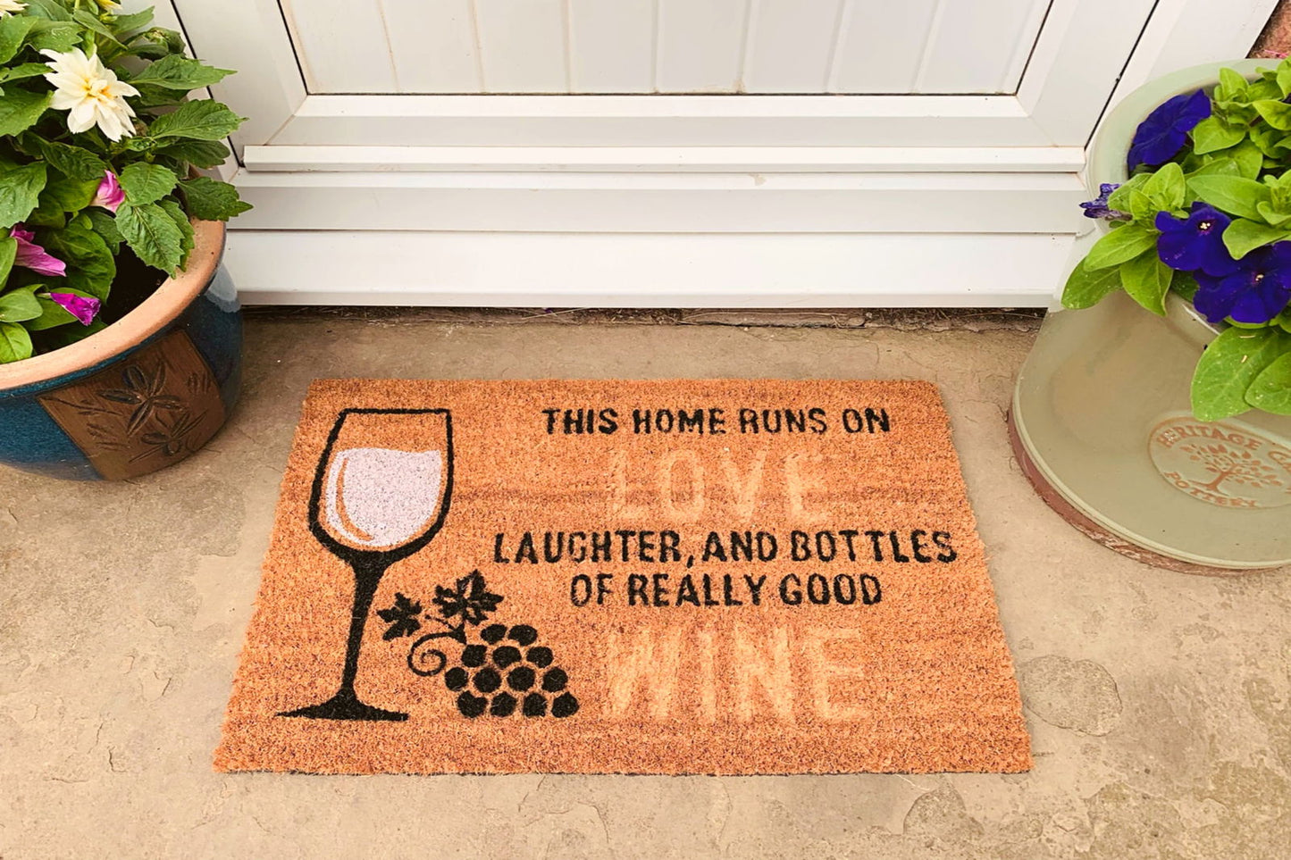 Coir Doormat Wine Glass & Love Design Perfect Home Decor Gift