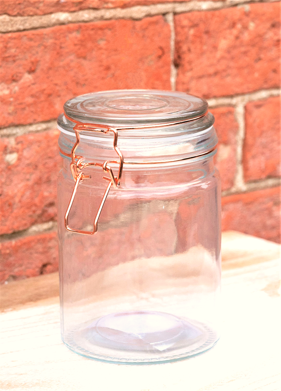 Glass Storage Jar with Copper Wire Fastening Ideal for Kitchen Organization