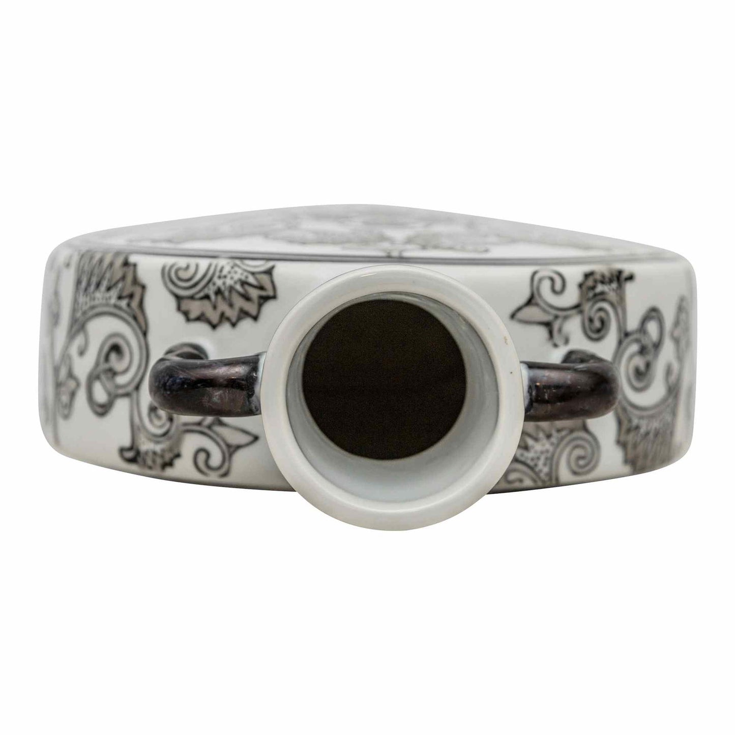 Hand Painted Black & White Angel Trumpet Vase Unique Home Decor