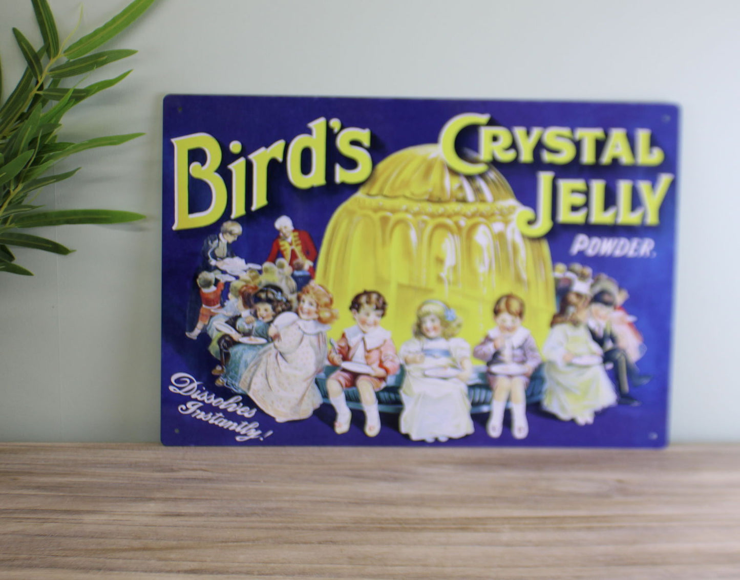 Vintage Metal Sign Retro Advertising Birds Crystal Jelly Powder Collectible Home Decor