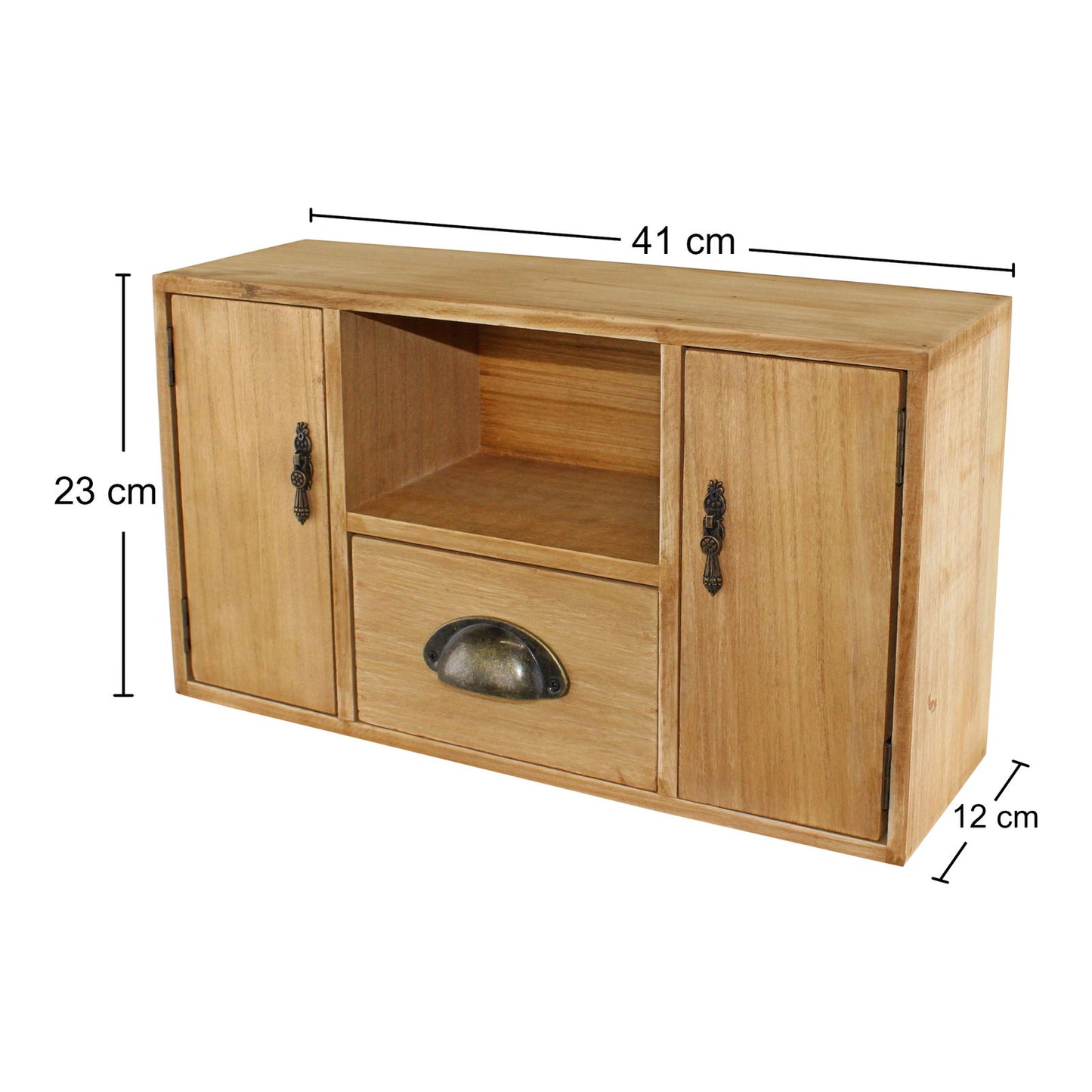 Small Wooden Cabinet with Cupboards Drawer & Shelf Stylish Storage
