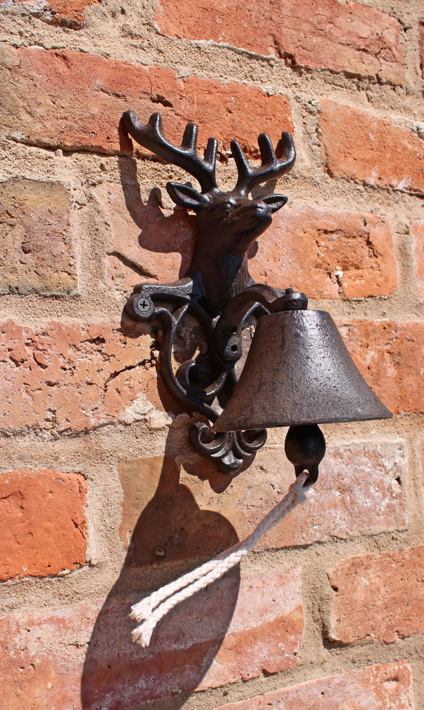 Rustic Cast Iron Wall Bell Reindeer Bust Decorative Home Accent