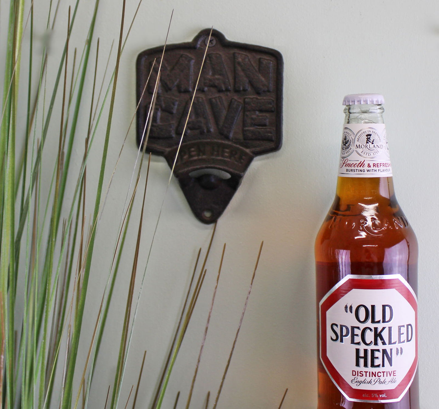Cast Iron Wall Mounted Bottle Opener for Man Cave Vintage Bar Decor