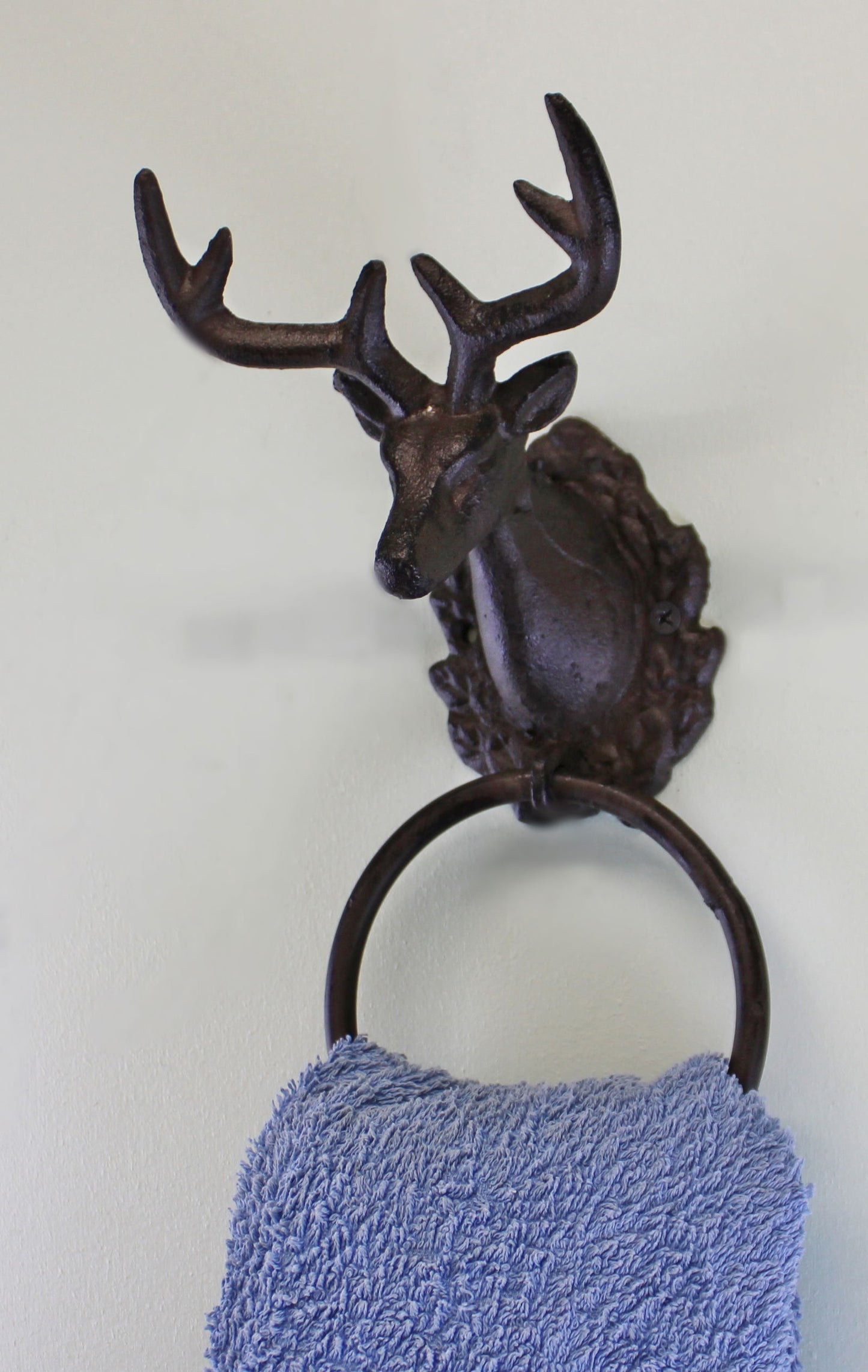 Rustic Stag Head Cast Iron Towel Ring Vintage Home Decor Bathroom Accessory