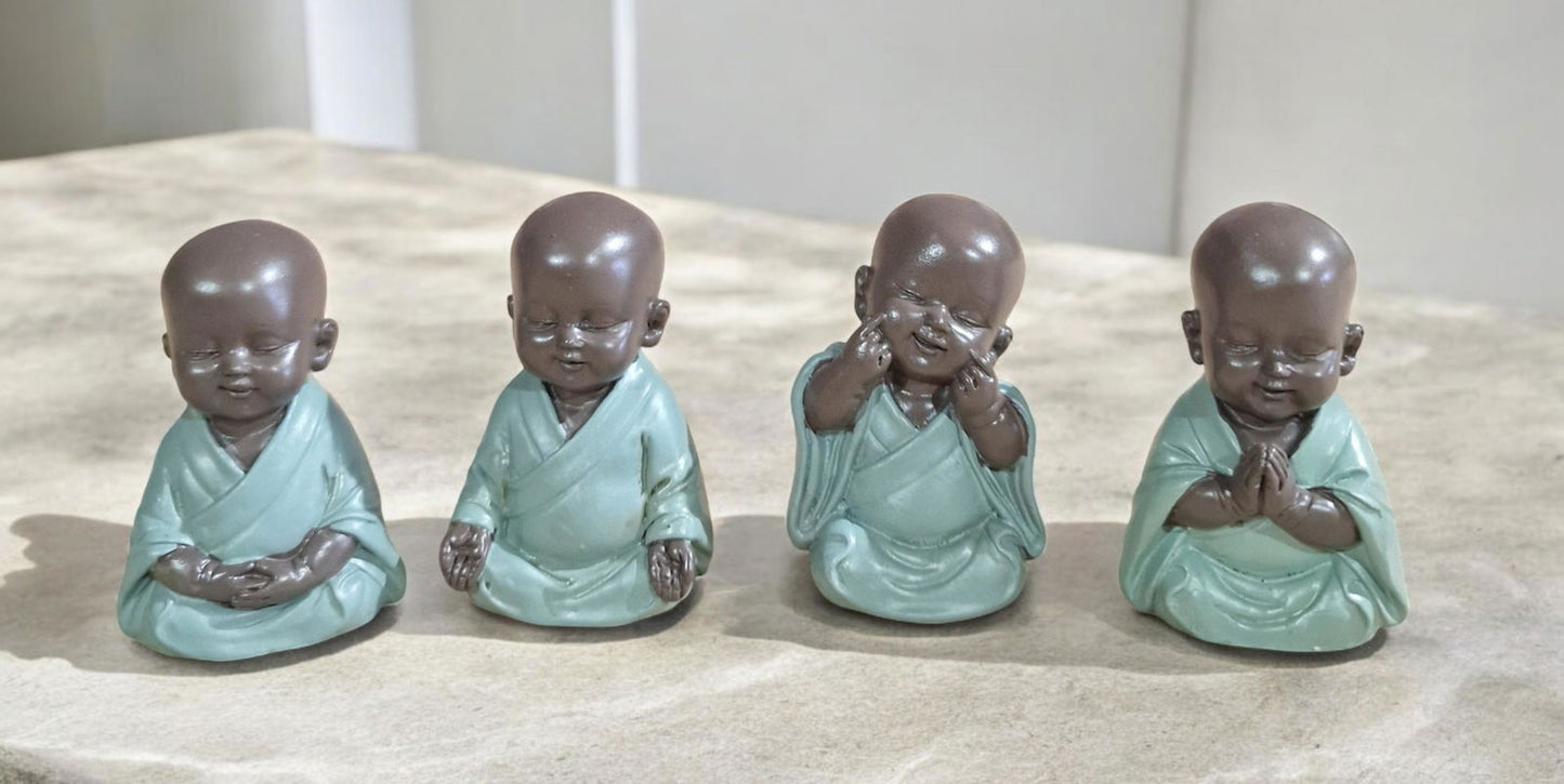 Buddha Ornament Gift Set of 4 Decorative Figurines for Home Decor