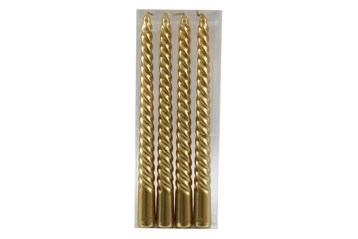 Set of 4 Gold Twist Taper Candles - Elegant Home Decor for Weddings & Events
