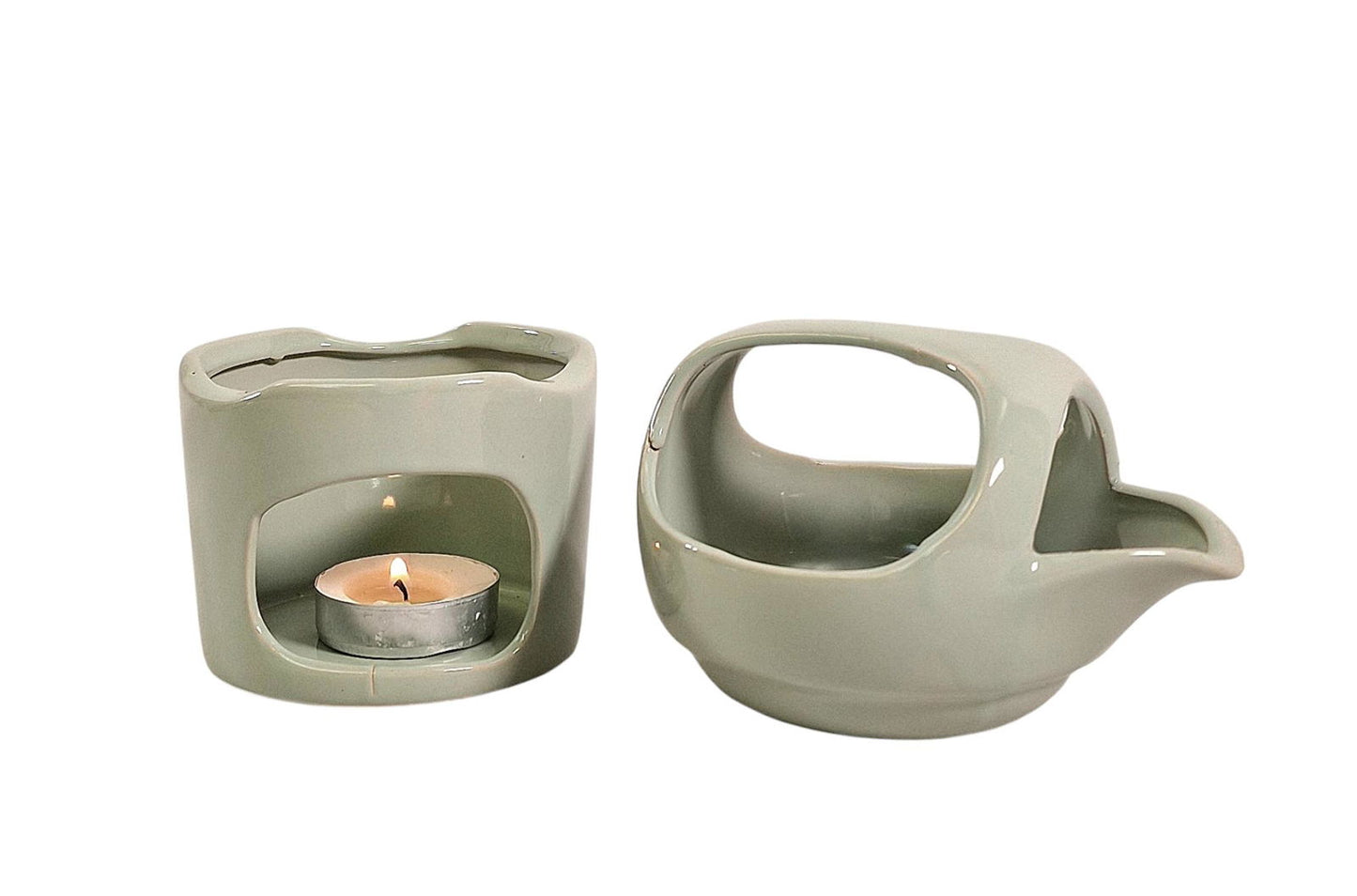 Oil Burner Sage Green Removable Top Perfect for Home Decor