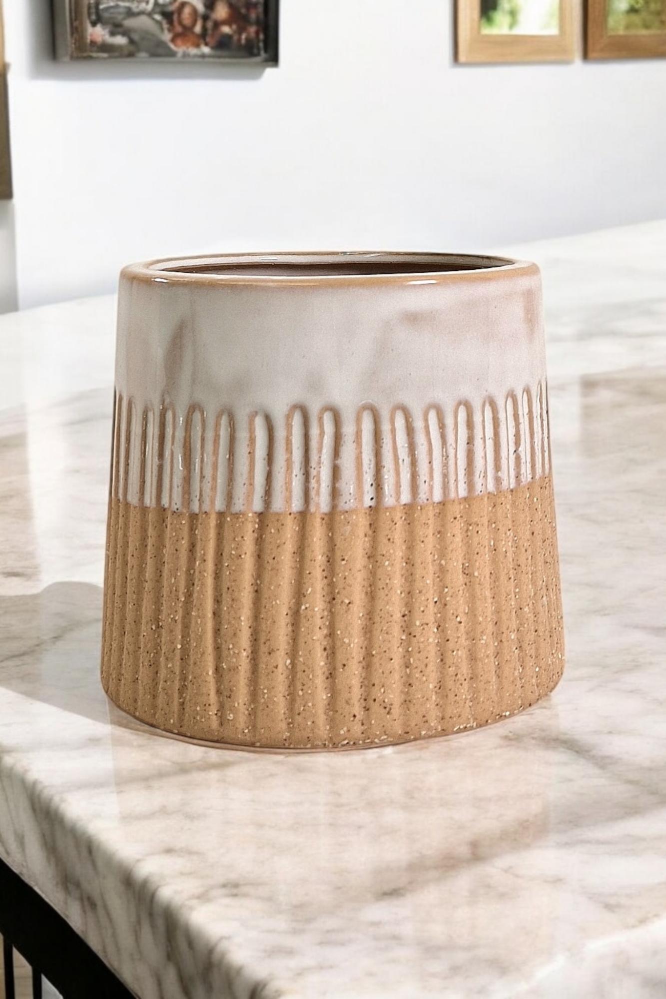 Glazed White Planter Modern Home Decor Indoor Outdoor Pot Stylish Flower Pot