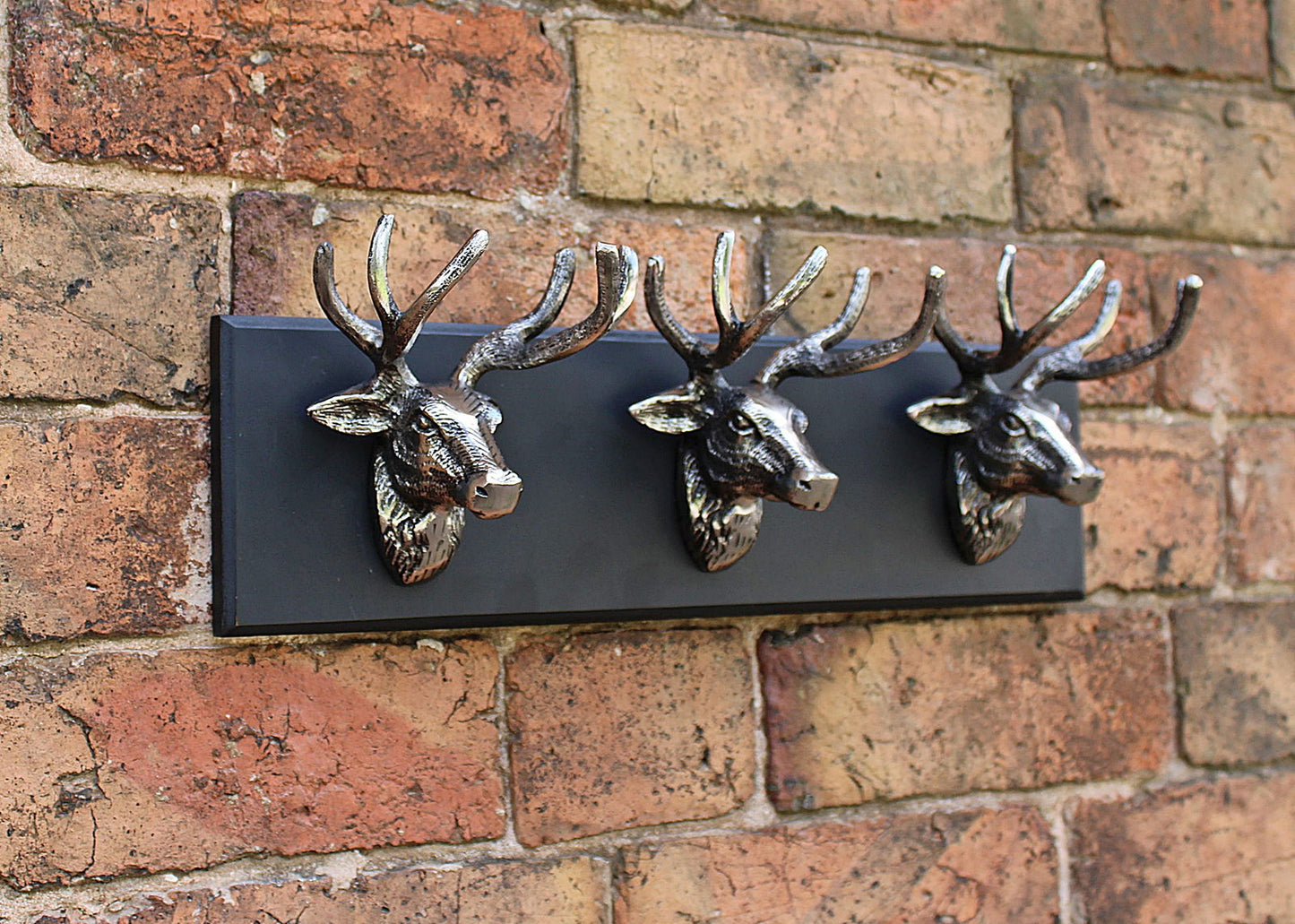 Triple Stag Head Wall Hanging Ornament Rustic Home Decor Unique Gift
