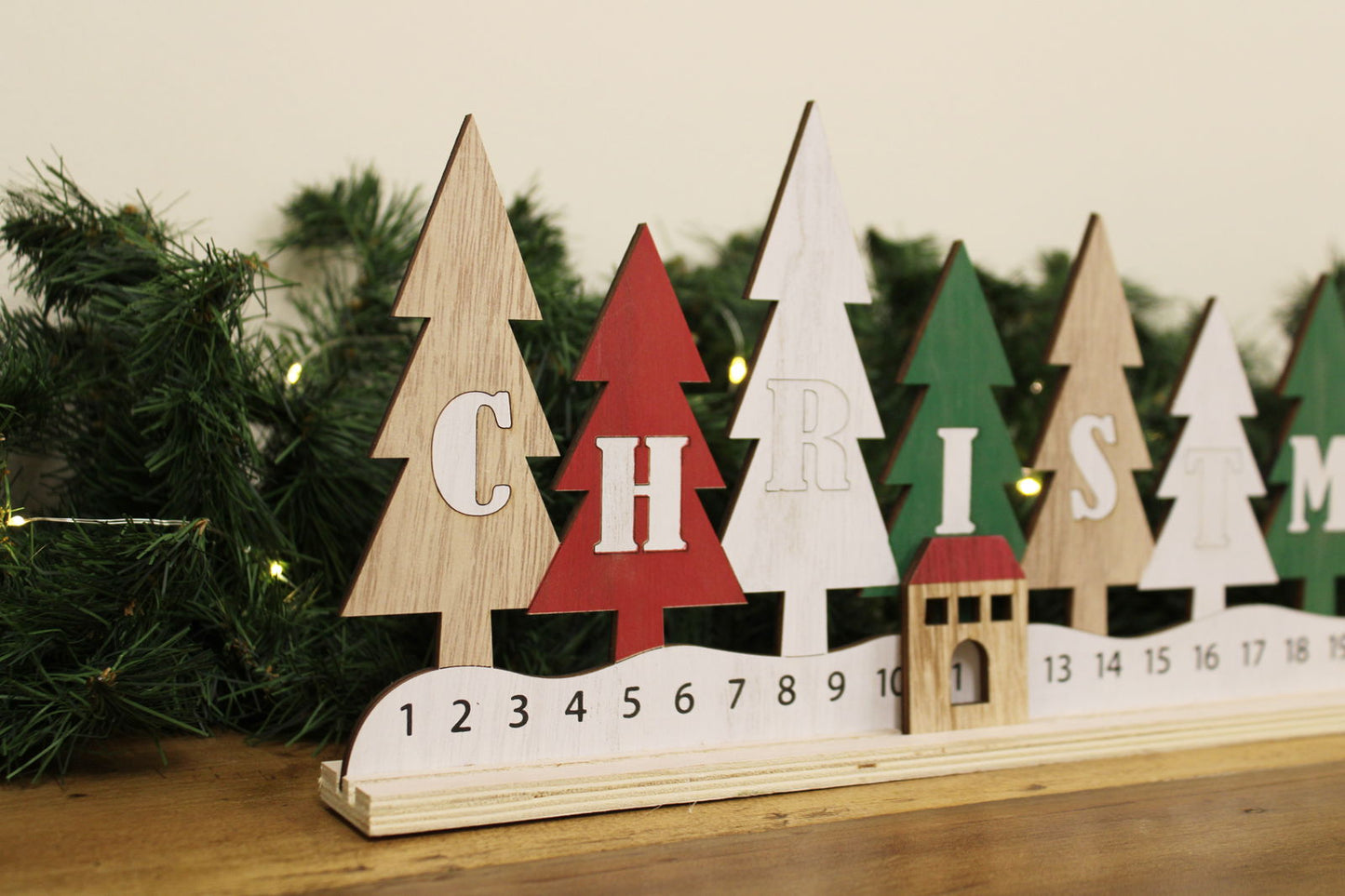Wooden Advent Calendar Christmas Tree Festive Holiday Decor Handmade Gift