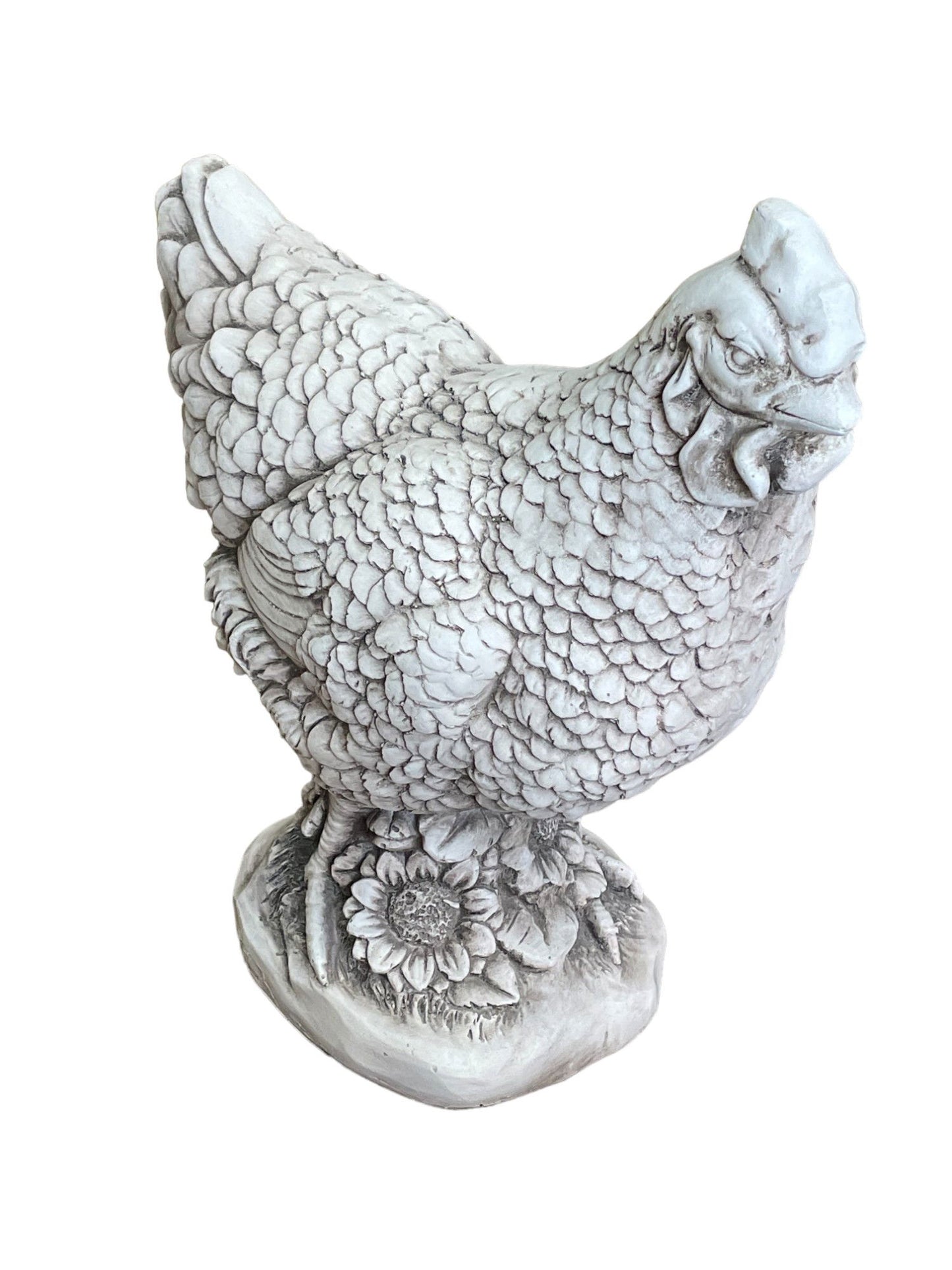 White Stone Effect Hen Statue Decorative Farm Animal Figurine for Home & Garden