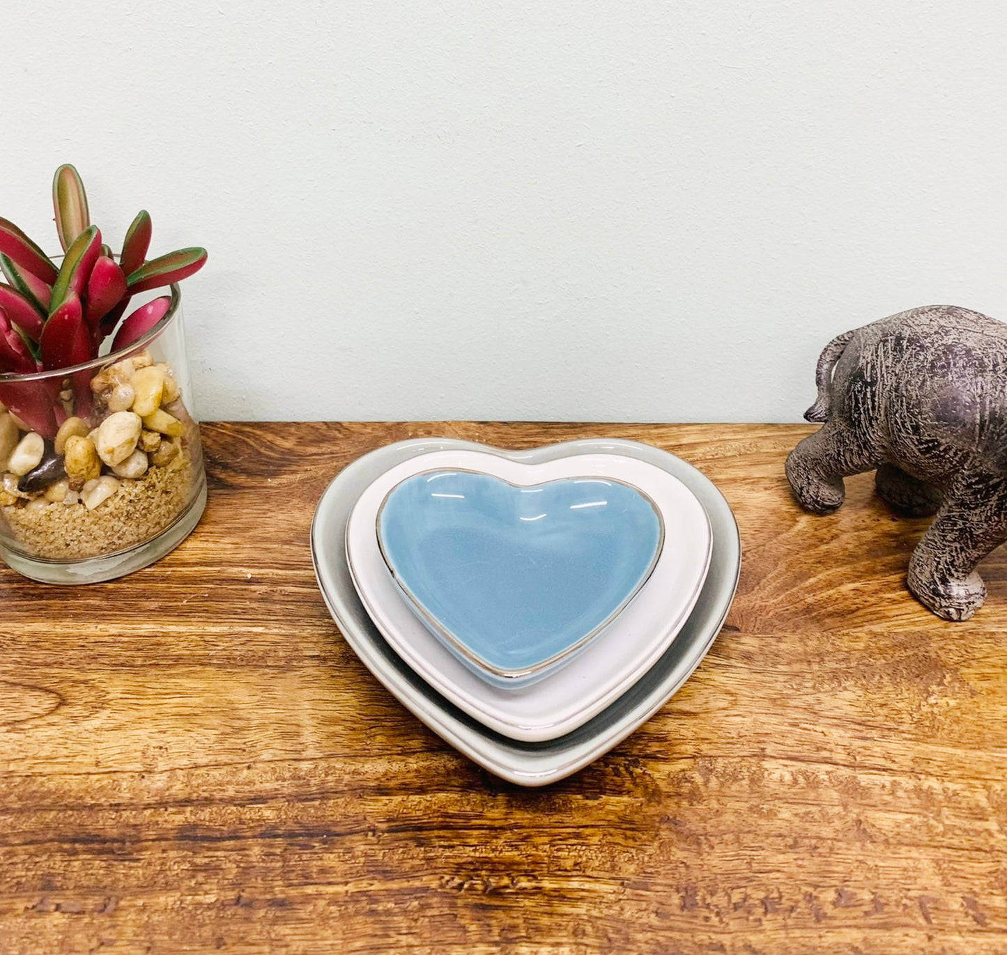 Set of 3 Heart Shaped Trinket Dishes for Home Decor and Organizing