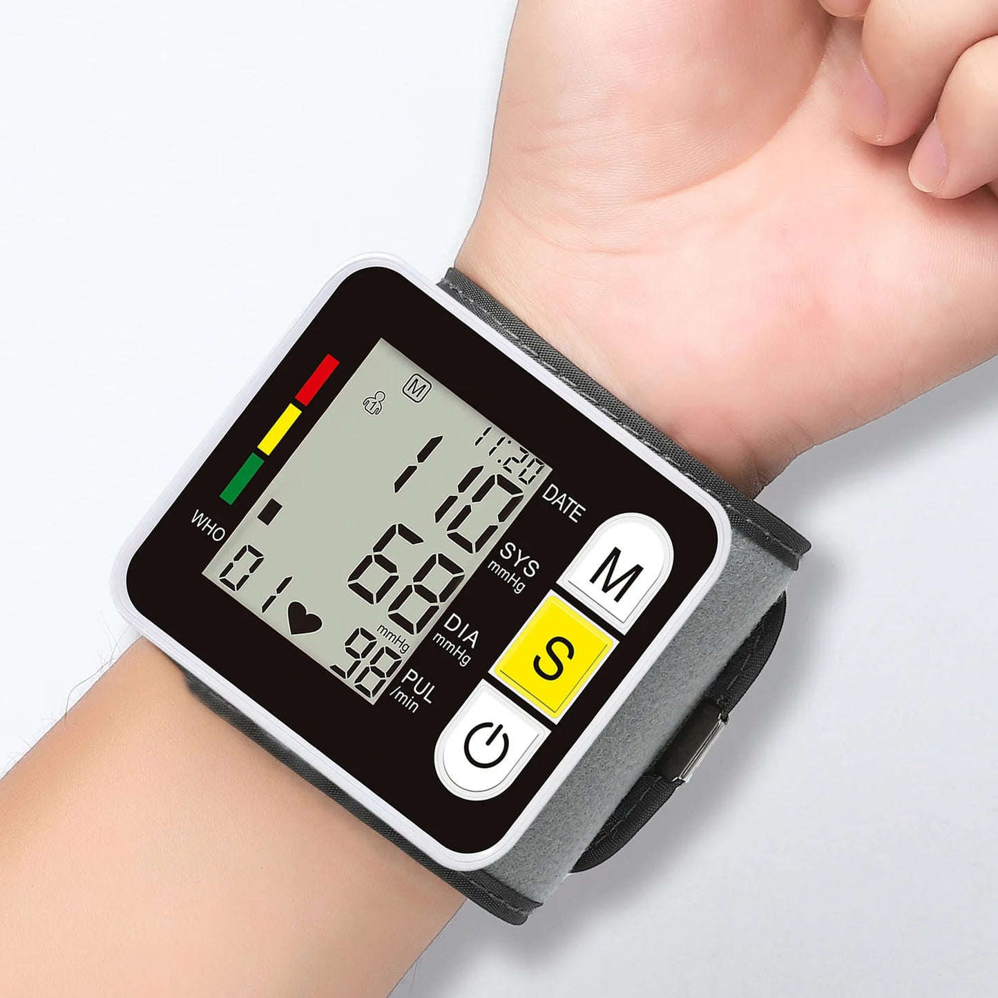 Digital Wrist Blood Pressure Monitor BP Machine Heart Rate Monitor Cuff