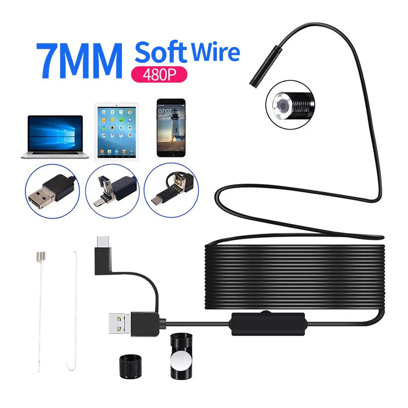 USB Type C Endoscope Borescope Snake Inspection Camera 3 in 1 for Phone Android