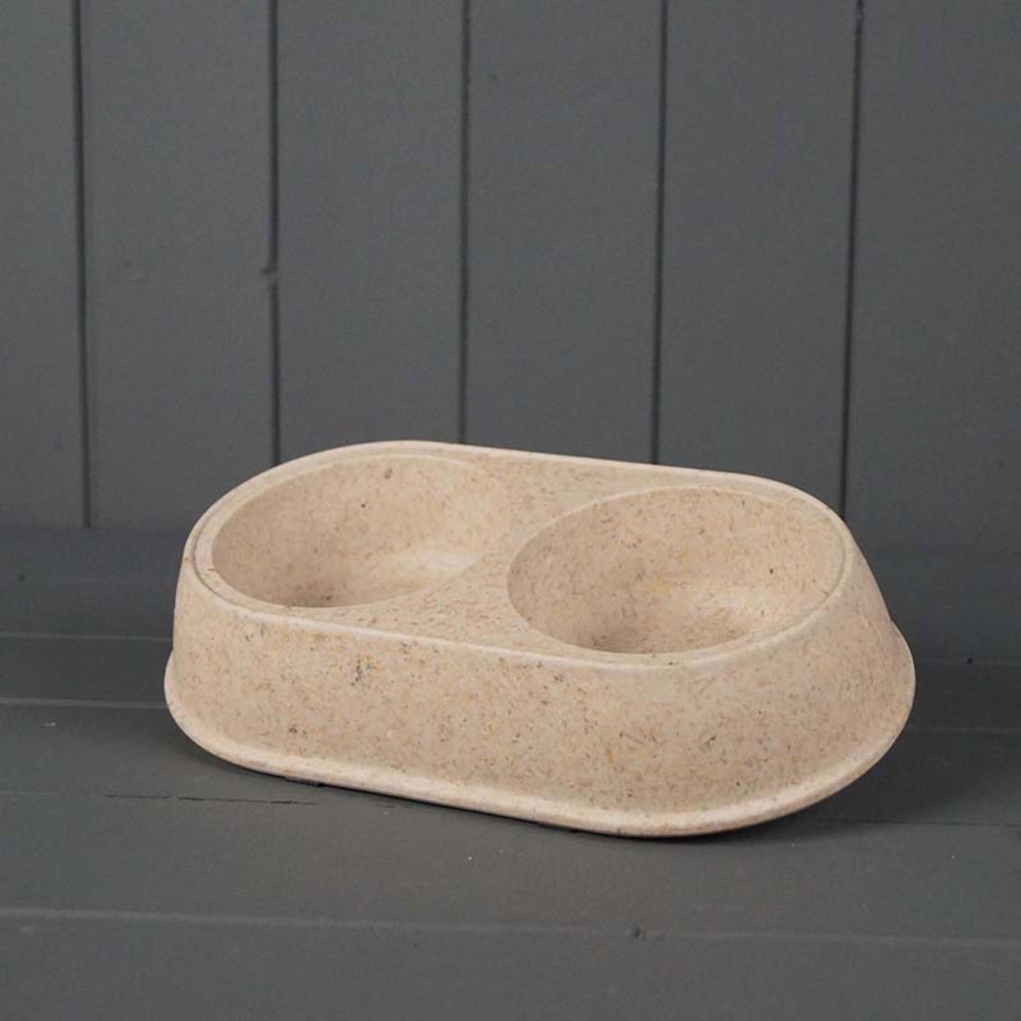 Eco Friendly Small Duo Pet Bowl Durable Chaff Material 26x15 cm Perfect for Cats and Dogs