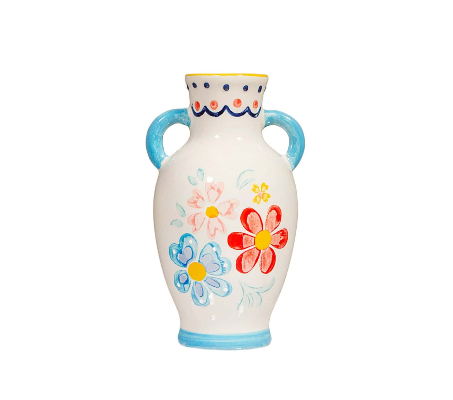 Folk Floral Small Vase Beautiful Decorative Home Accent Perfect Gift