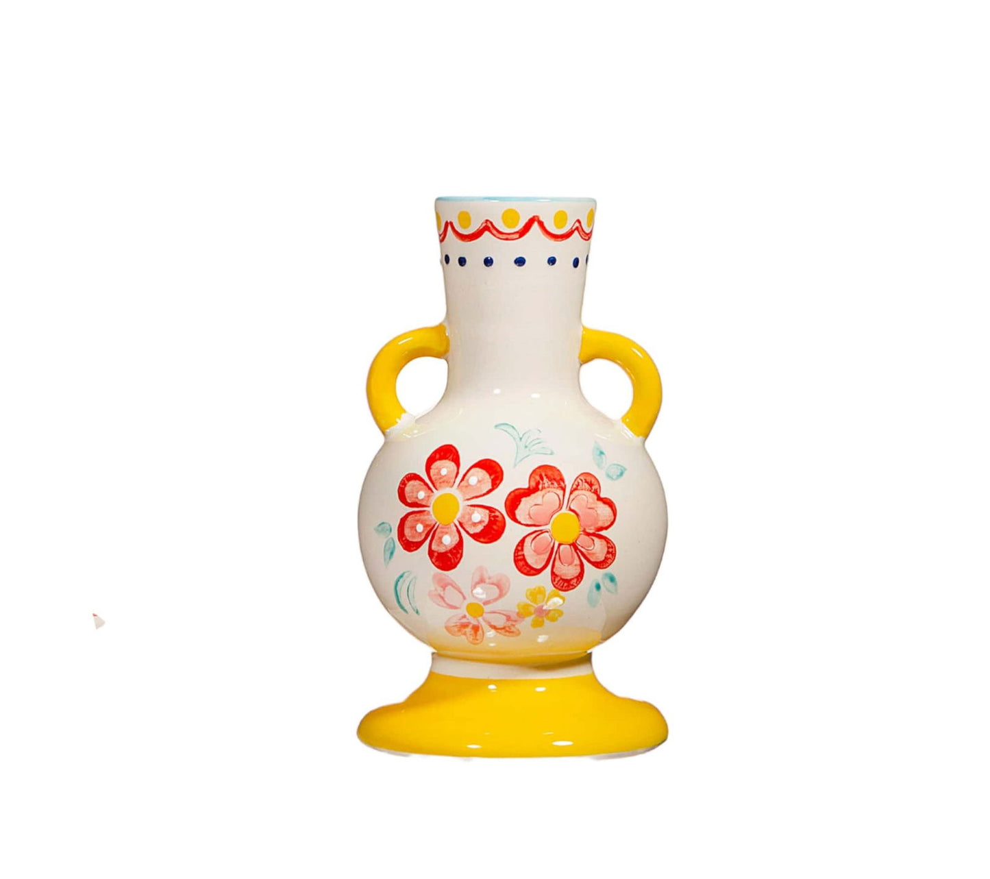 Folk Floral Small Vase Beautiful Decorative Home Accent Perfect Gift