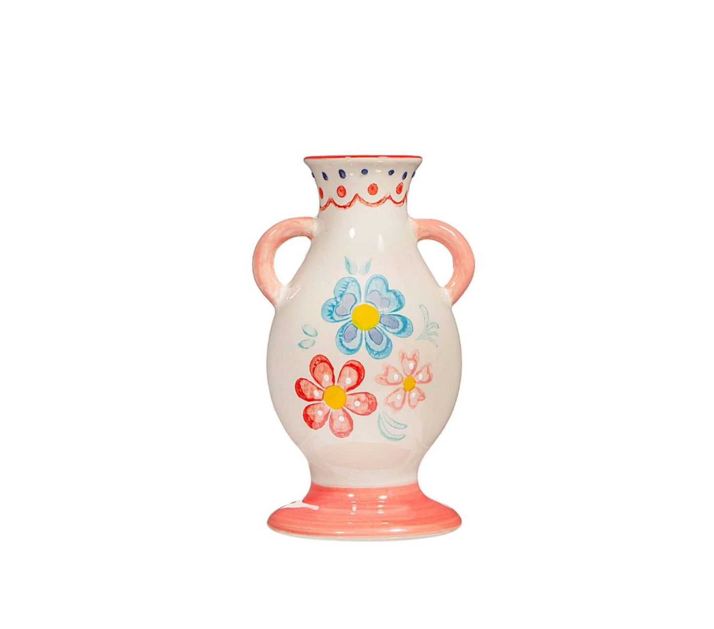 Folk Floral Small Vase Beautiful Decorative Home Accent Perfect Gift