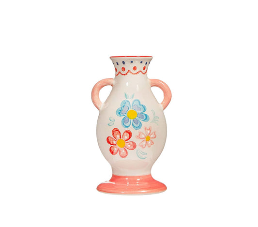 Folk Floral Small Vase Beautiful Decorative Home Accent Perfect Gift