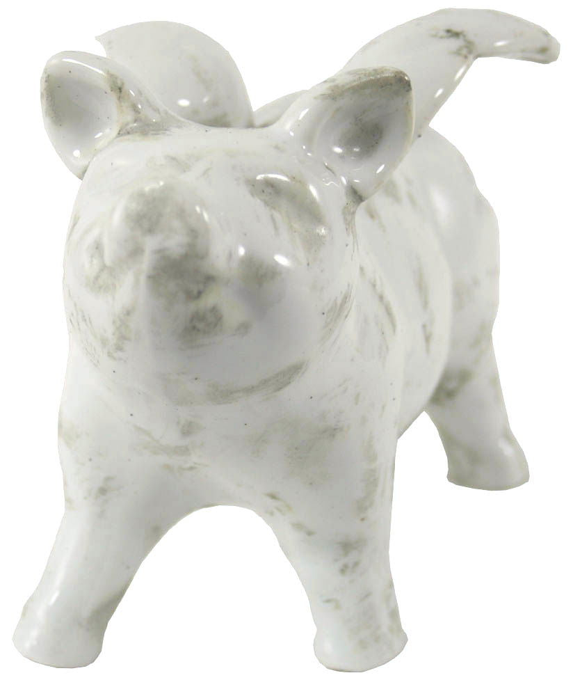 Small Ceramic Flying Pig Figurine 18.5cm Unique Home Decor