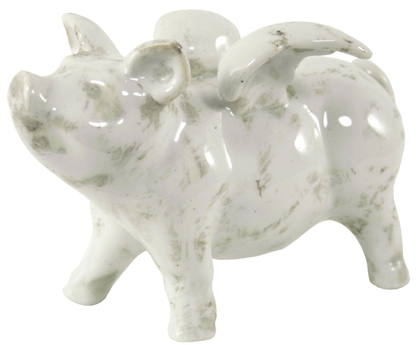 Small Ceramic Flying Pig Figurine 18.5cm Unique Home Decor