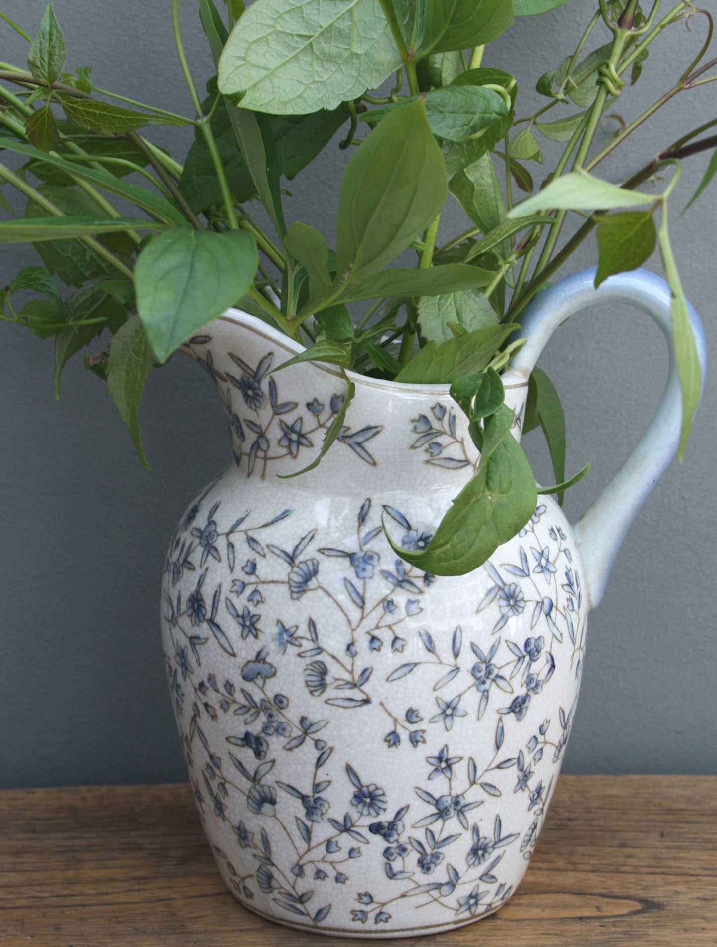 Blue and White Floral Ditsy Print Jug Vintage Home Decor Kitchenware