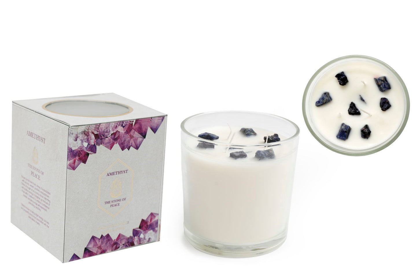 Amethyst Crystal Candle 12x12cm Decorative Home Accent Aromatherapy Gift
