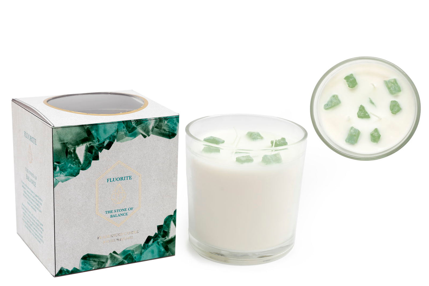 Green Fluorite Candle 12x12cm Natural Healing Crystal Decor Home & Garden