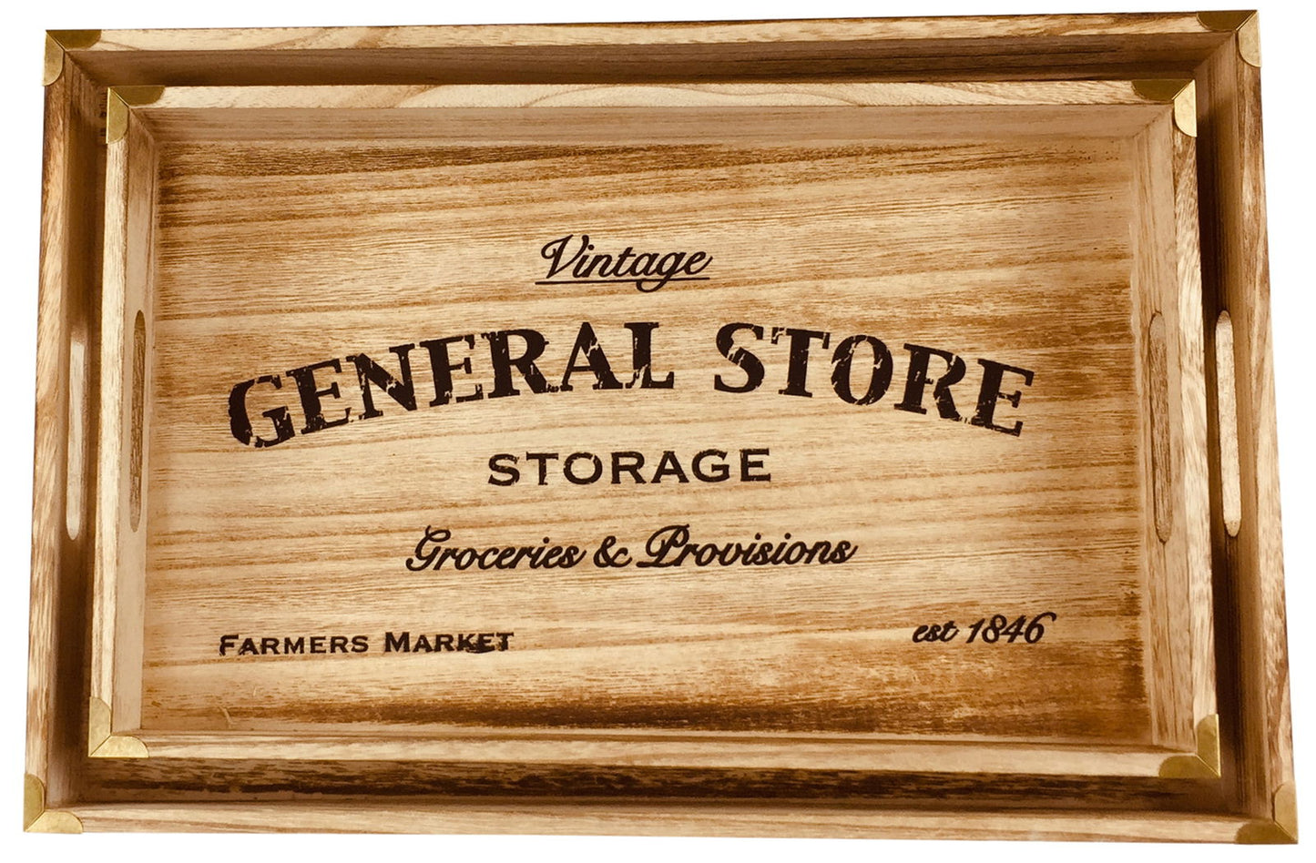 Set of 2 Solid Wood Serving Trays 45cm for Home Decor and Entertaining