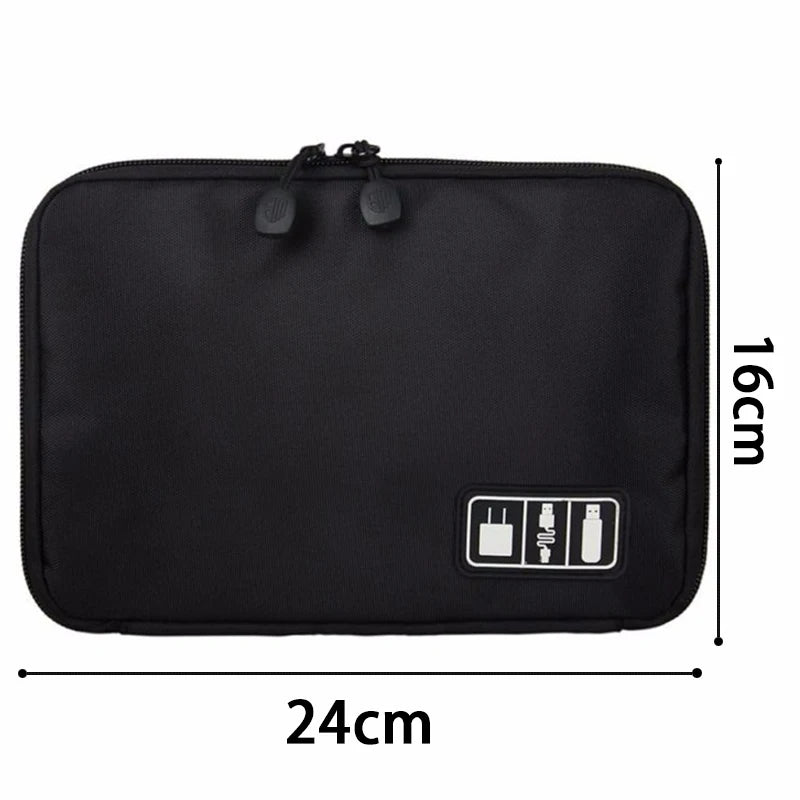 Waterproof Travel Cable Holder Bag - Electronics Organizer USB Drive Storage Case