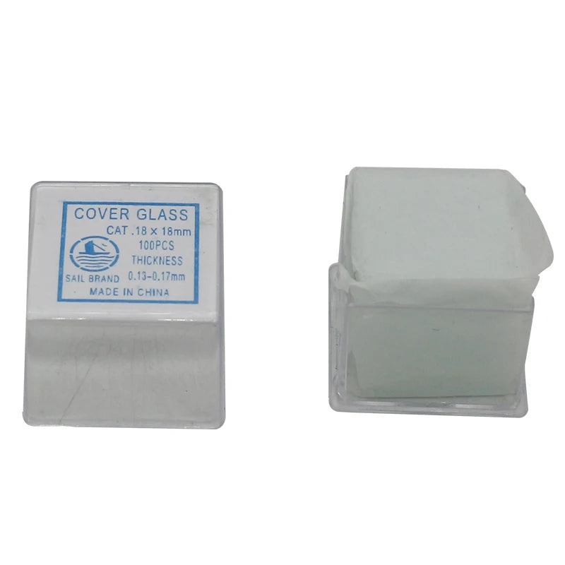 100pcs Microscope Clear Glass Slides Cover Slips Blank Square 18x18mm