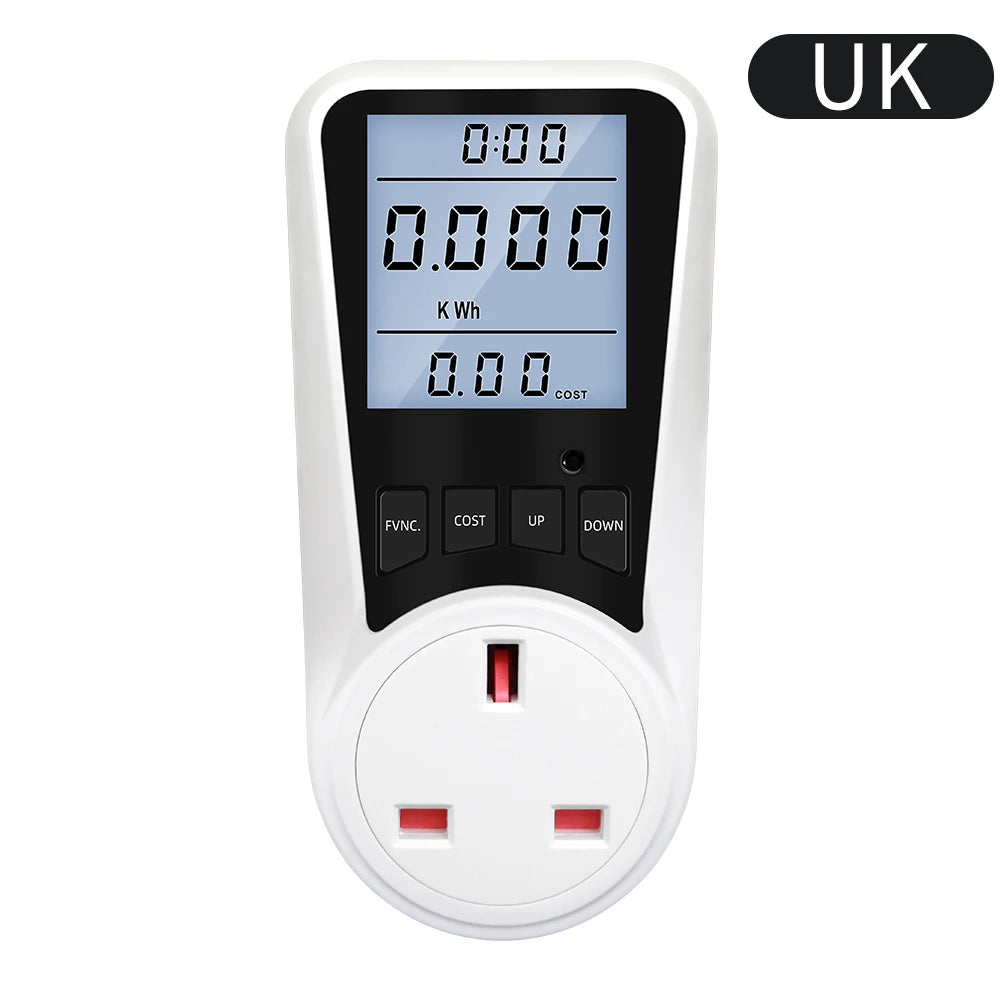 220V Digital Wattmeter LCD Power Consumption Energy Meter UK Plug 16A 3680W