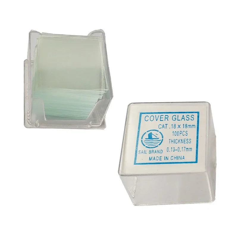 100pcs Microscope Clear Glass Slides Cover Slips Blank Square 18x18mm