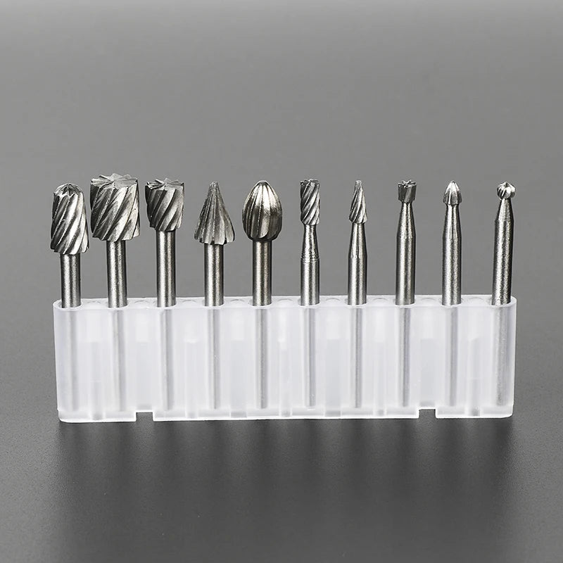 10pcs HSS Rotary Router Burr Bits – Compatible with Dremel & Rotary Tools