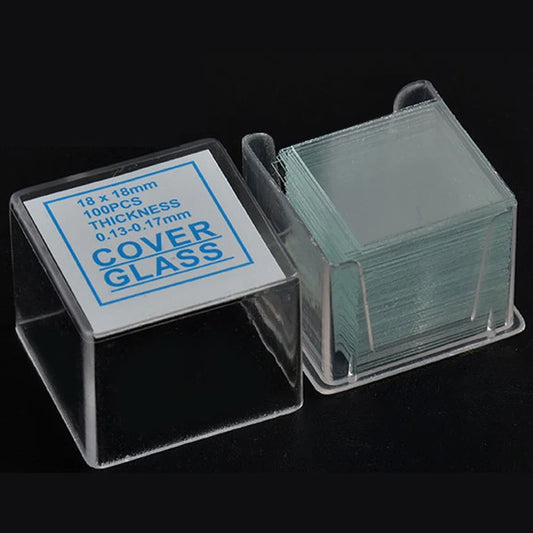 100pcs Microscope Clear Glass Slides Cover Slips Blank Square 18x18mm