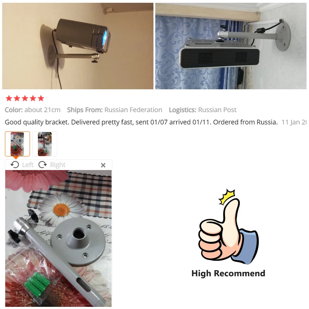 Ceiling Projector Mount – Adjustable Aluminium Alloy Bracket for HY300 Pro