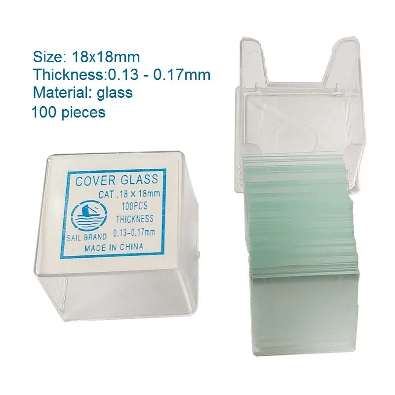 100pcs Microscope Clear Glass Slides Cover Slips Blank Square 18x18mm