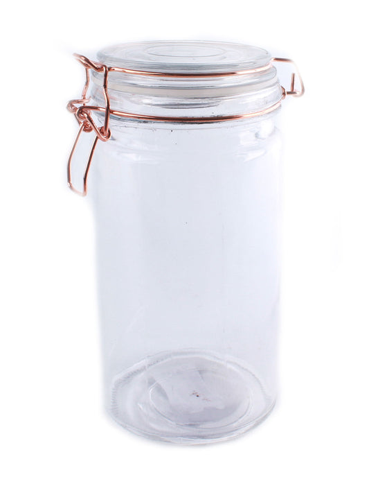 Glass Storage Jar with Copper Wire Fastening Ideal for Kitchen Organization