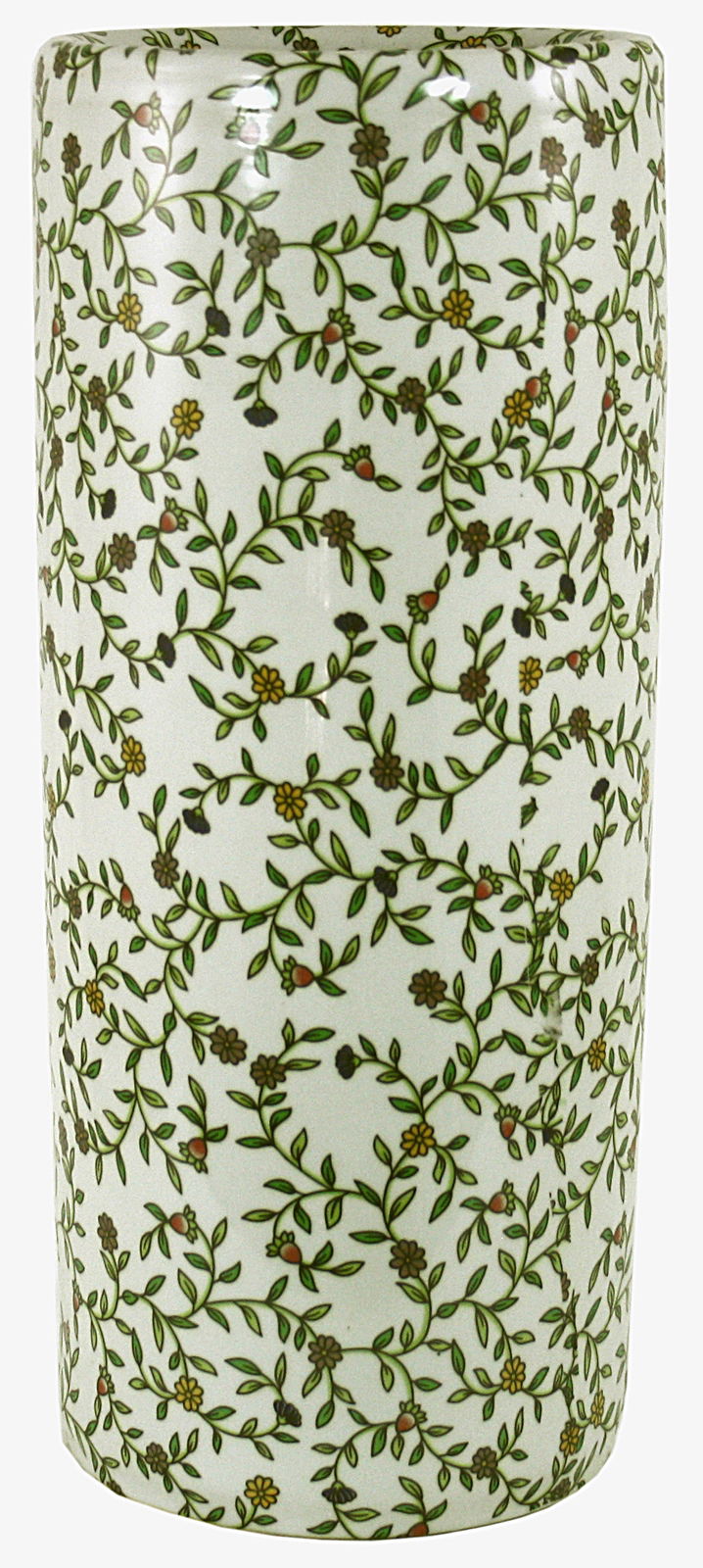 Vintage Green & White Floral Design Umbrella Stand Retro Home Decor