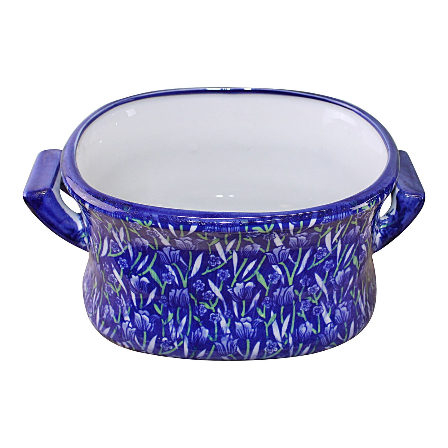 Vintage Blue Green Ceramic Footbath Planters Set of 2 Crocus Design