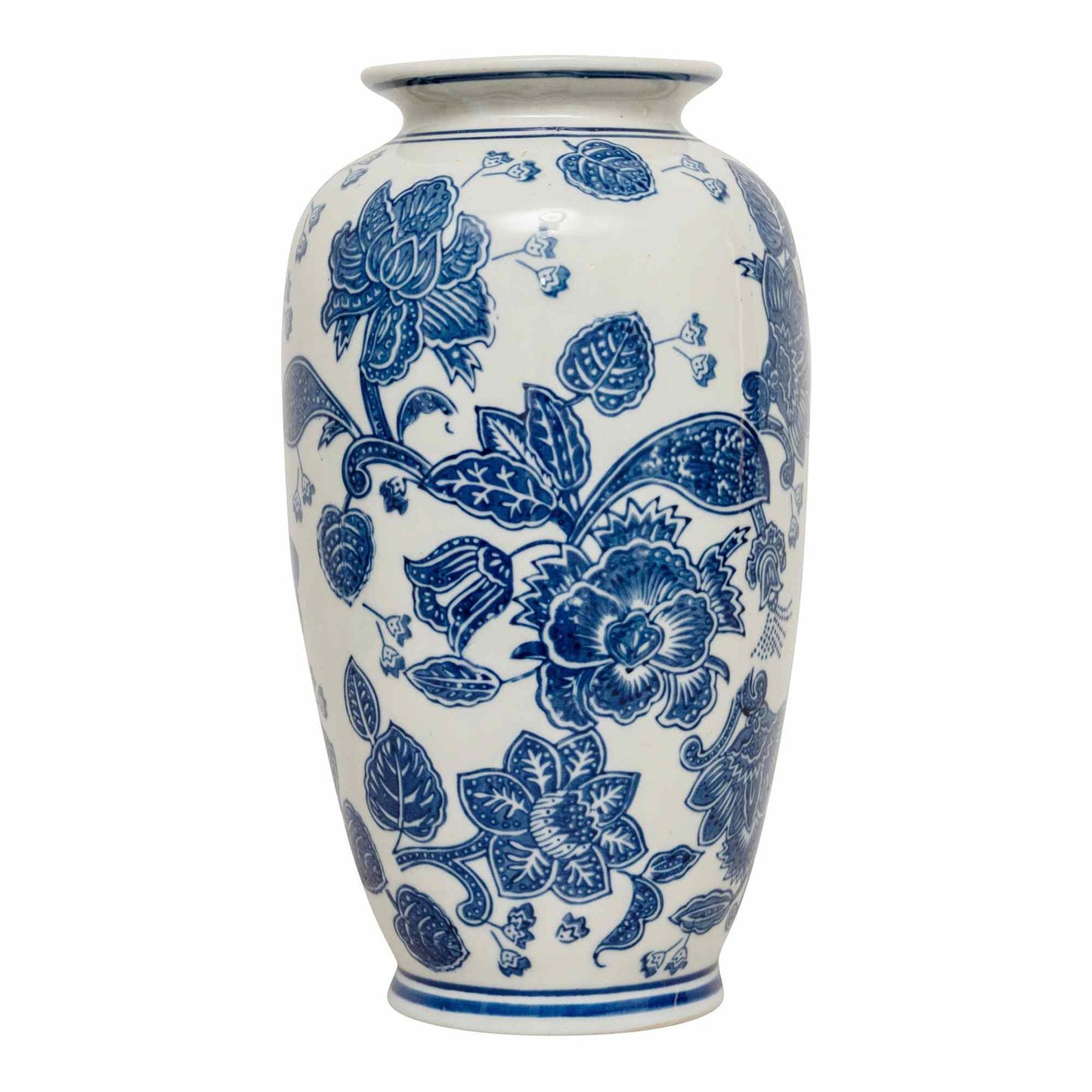 Anemone Blue & White Decorative Urn Vase Elegant Floral Design for Home