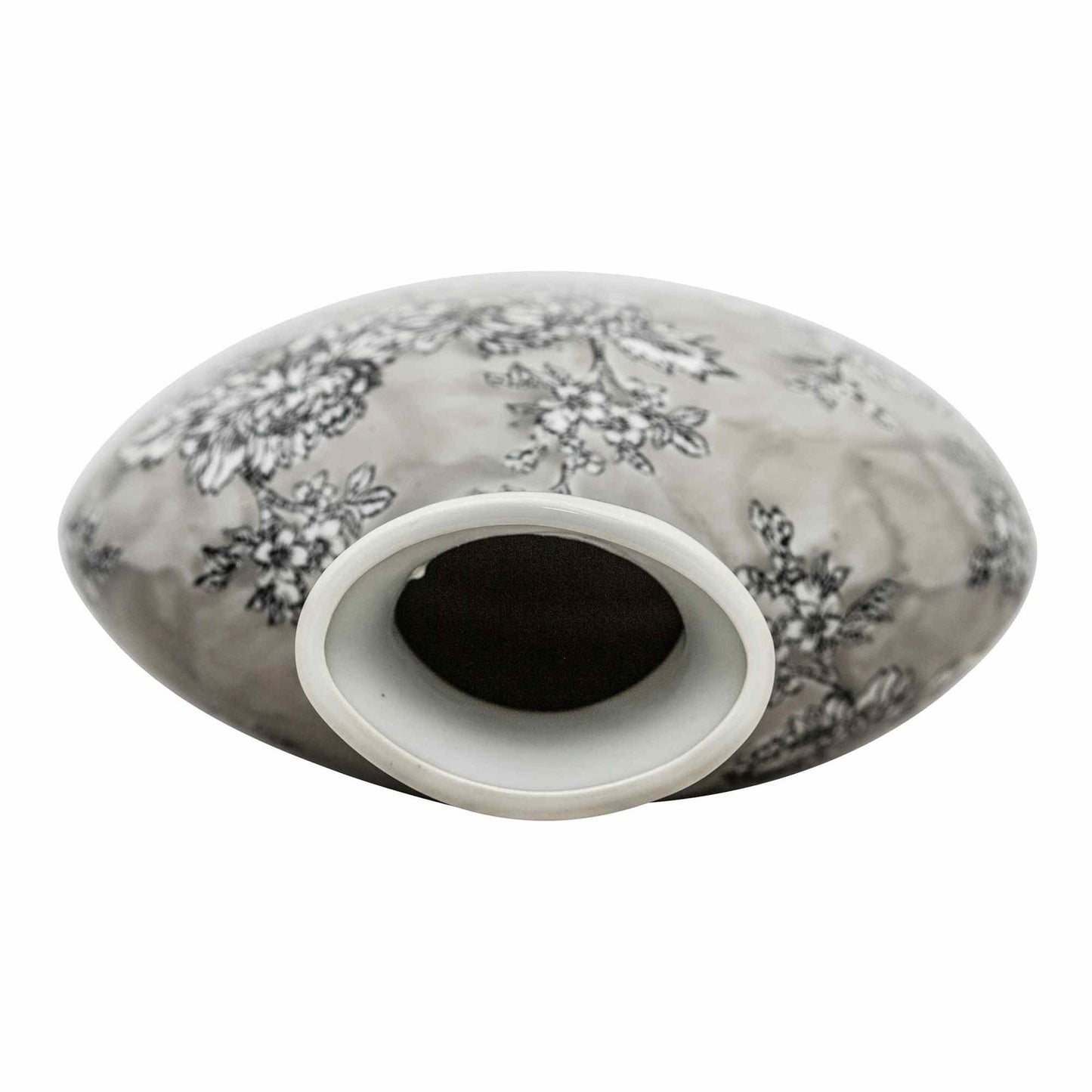 Peony Grey & White Decorative Bottle Vase Elegant Home Decor Floral Arrangement