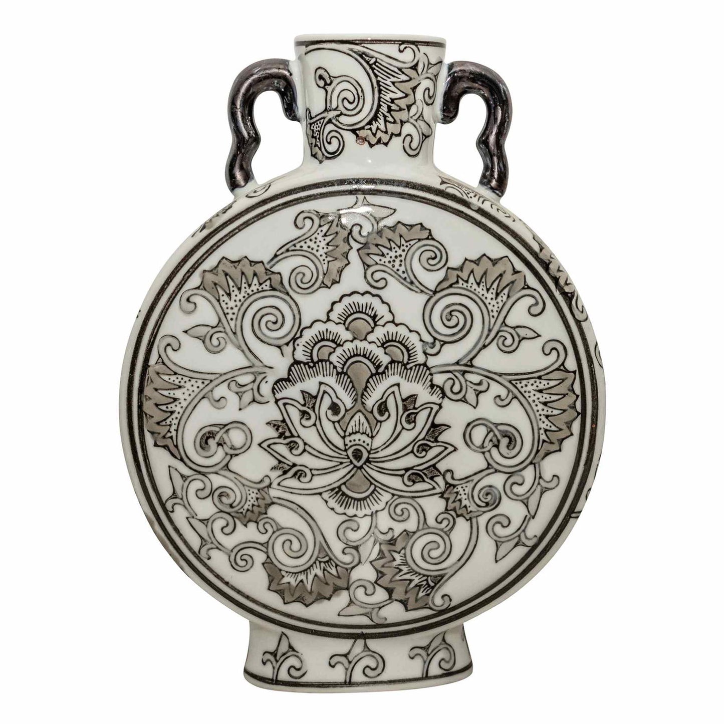 Hand Painted Black & White Angel Trumpet Vase Unique Home Decor