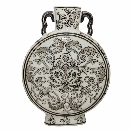 Hand Painted Black & White Angel Trumpet Vase Unique Home Decor