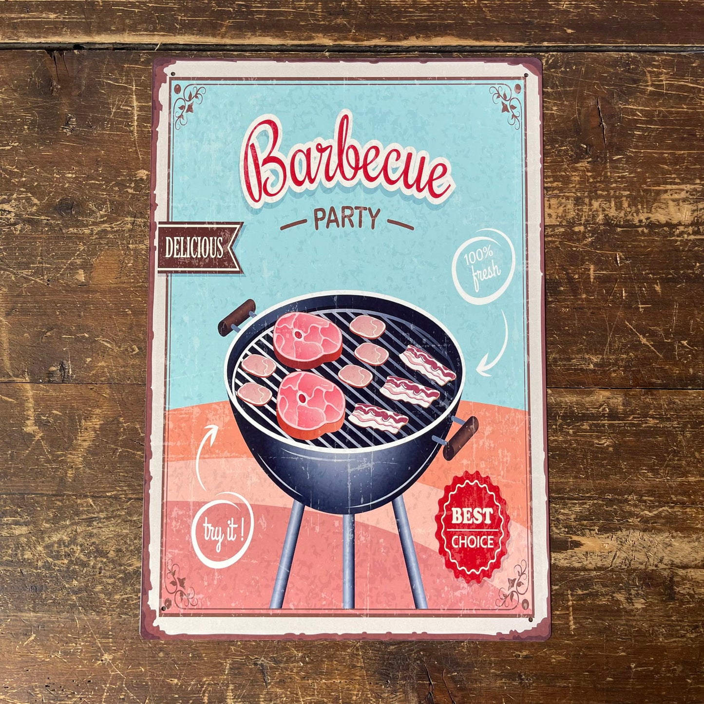 Vintage Metal Sign for Retro Barbecue Party Perfect for Outdoor Decor