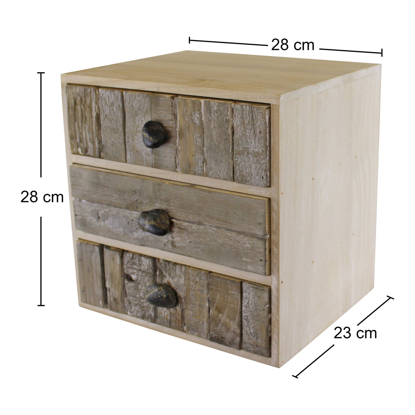 3 Drawer Unit Driftwood Effect with Pebble Handles Stylish Storage