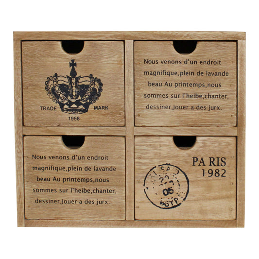 Rustic 4 Drawer Storage Unit Stylish Trinket Organizer for Home Decor