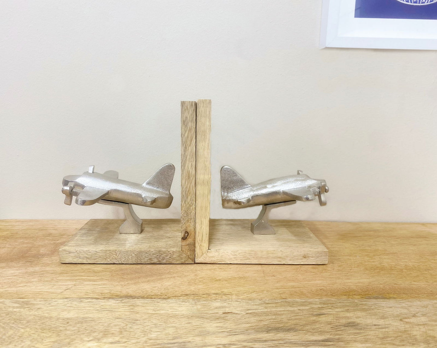Set of 2 Aeroplane Bookends - Unique Home Decor for Aviation Lovers